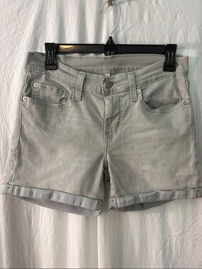 Levi's Light Gray Rolled-Hem Jean Shorts